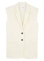 Frame Linen-blend Sleeveless Blazer - Off White - XS XS