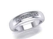 Natural Princess Cut Diamond 1.00ct 5Stone Mens Ring Solid 14k White Gold, F VS2