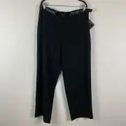 Bob Mackie Straight Leg Pants Size 16 Black Side Zip Button