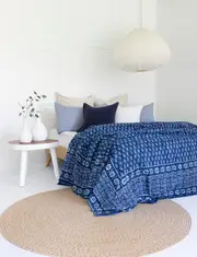 Kantha Quilt Indian Quilt Block Print Quilt Bedspread Bohemian Boho Cotton Throw Quilt Handmade Blanket Doona King Size 041