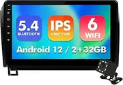 10.1 Inch IPS Touchscreen Android 12 Car Stereo for Toyota Tundra 2007-2013 & Sequoia 2008-2018 with Wireless CarPlay & Android Auto 2+32GB Car Radio, Support GPS, WiFi 6, Bluetooth,5.4, FM Radio