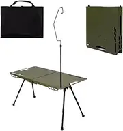 Folding Camping Table - Portable Camping Table | Foldable Picnic Cooking Desk | Portable Height Adjustable Tables with Light Holder for RV Tailgating Garden Barbecue Beach Backyard Balcony Patio