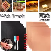 5x BBQ Copper Grill Mat Pad Barbecue Cooking Chef Bake Sheet Non Stick+Free Gift