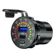 Motorcycle USB Fast Charger Power Outlet Adapter W/LED Voltmeter ON OFF Switch (for: Triumph)