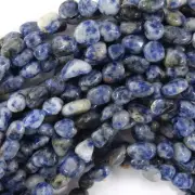 8mm - 10mm natural blue white sodalite pebble nugget beads 15" strand S2