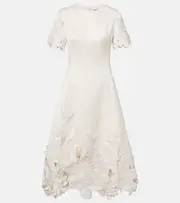 [Leo Lin] Leo Lin Caroline floral-appliqué midi dress UK 14 white