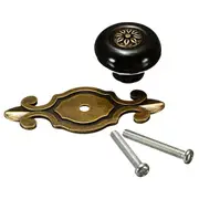 Ceramics Door Drawer Knob With Base Pull Handle 8 Styles BLACK COLOR