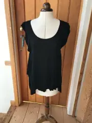 primark black floaty drapey viscose oversize top 10 bnwt