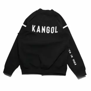 【KANGOL】外套 中性 黑白LOGO 刷毛 棒球 連帽外套 情侶 男女(6155142120)