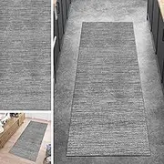 Modern Grey Long Carpet Runners for Hallway, Kitchen, Hall 60cm/70cm/80cm/100cm Wide Indoor Corridor Living Room Entryway Non-Slip Narrow Runner Rug(2.6ft×9.8 ft/80×300cm)