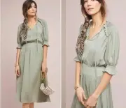 NWT Anthropologie Cape May Midi Dress by Current Air Sage Green XS