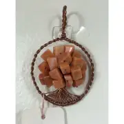 Handmade Copper and Pink Adventurine Crystal Tree of life 3.5x2” Wall Decor