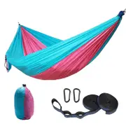 Nevenka Camping Portable Hammocks with 2 Tree Straps for Travel Beach Backyard-SkyBlue/Pink