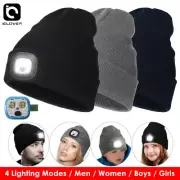 Men Women Kid LED Beanie Hat Knit Winter Light Up Rechargeable Headlamp Cap Warm