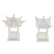 2 Pcs Building Material Model Simulation Pavilion Sand Table Decoration