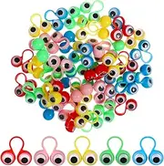 50pcs Eye Finger Puppets, Cute Plastic Googly Eye Finger Puppet Rings, Wiggly Eyeball Rings for Party Favors (Random Color)