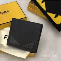 在飛比找蝦皮購物優惠-二手 FENDI男士短夾 眼睛怪獸 小牛皮八卡短夾 黑色