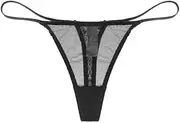 [Generic] Mesh G-String Thongs for Women Stretch T Back No Show Underwear Low Rise Panties 5 Pack