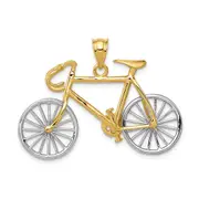 14k Two-tone Gold Large Two-tone Gold 3-D Bicycle Pendant
