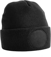 [Beechfield] Unisex Circular Patch Cuffed Beanie (UK Size: One Size) (Black)