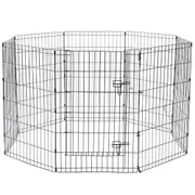 8pc Paws & Claws Pet/Puppy Play Pen Cage 61cm 6 Sided Enclosure Fence Medium BLK