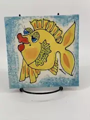 Diane Artware VTG Hand Painted Fish Tile Trivets Wall Art Coastal Beach