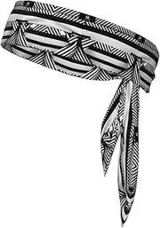 [YANYU] Black White Stripe Print Sports Head Tie Sweat Wicking Head Tie Quick Dry Adjustable for Men and Women