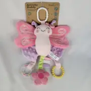 Dreamgro Pink Butterfly Activity Buddy Lovey Plush Stroller Baby Toy Rattle Gro