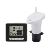 Wireless Ultrasonic Water Tank Liquid Level Meter with Temperature Sensor Water Level Time Display WhiteBlack