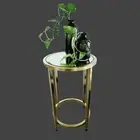 Dyako Gold Stainless Steel Side Table with Mirror Top