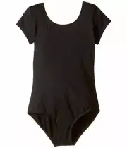 $115 Bloch For Dancers Kid's Girls Black Short Sleeve Camisole Leotard Size 8-10
