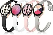 [Maledan] 4 Pack Slim Band Compatible with Samsung Galaxy Watch 7 6 5 4 Band, Galaxy Watch 5 Pro/Watch 4 Classic/Watch 3/Active 2 band, 20mm Silicone Sport Strap Replacement Wristband Women Men