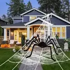 DIYDEC Giant Halloween Hairy Spider,Realistic Scary White Spider Props Decora...