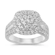 Meera Cushion Shape Ring with 2.00ct of Laboratory Grown Diamonds in 9kt White Gold