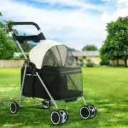 Pet Pet Stroller Pram Dog Cat Carrier Large Travel Pushchair Foldable 4 Wheels