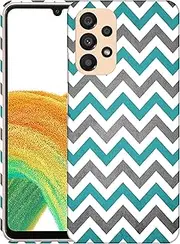 [GlamCase] for Samsung Galaxy A23 5G / 4G, Galaxy A23 5G / 4G Case - Chevron Teal Pattern Printed Slim & Sleek Cute Hard Plastic Protective Designer Back Phone Case/Cover for Samsung A23 5G / 4G