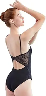 [DanceDaily] Teens Women Backless Camisole Ballet Leotard Lady Black Gymnastics Bodysuit for Dance,Yoga, Ballerina