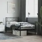 Metal Bed Frame King Size Black Steel Storage Headboard Footboard 107x203 2291
