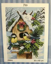 Printed needlepoint tapestry canvas only30x40 Cm Tits 2994