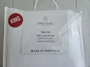 NWT PORTOLIVING KING SHEET SET COTTON PERCALE made in Portugal