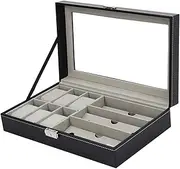 [CFZSALK] Watch Box Watch Holder Watch Display Organizer 6 Slots Watch Box 3 Compartments Sunglasses Eyeglasses Holder Display Storage Case Watch Case KeYJ