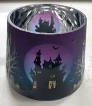 Yankee Candle Halloween Purple Flickering Glass Jar Shade Haunted House NIB