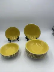 Mikasa D1300 Flora Yellow 7 1/4" and 6 1/4” Coupe Soup / Cereal Bowls -New