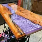 Special Pink River Epoxy Table, Light Table, acacia epoxy table dining table Top