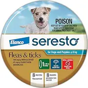 Seresto Flea & Tick Collar for Dogs and Puppies up to 8 kg, Single Pack, Long-lasting Protection, Odourless, Adjustable and Water-Resistant Dog Collar, 1 Pack