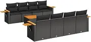 vidaXL 9 Piece Modular Garden Sofa Set - Outdoor Furniture with Cushions, Storage & Side Table - Black PE Rattan Patio/Backyard Sectional Lounge