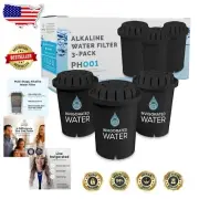Black Alkaline Water Filter 3-Pack – BPA-Free, Removes Contaminants & Enhance...