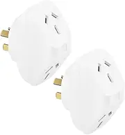Double Power Outlet Extender 2PCS, 1-to-2 Grounded Plug Adaptor, Multi Plug Socket Extension, 10A, 2400W, 250V, Double Adapter for Home/Office, Australian Standard (White Two Pack)