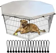 Dog Playpen Cover - Puppy Pen Roof, Sunshade Cover for Dogs | Waterproof Playpen Top Cover, Escape-Proof Mesh Canopy, Fits 8 Panel Dog Pens for Outdoor, Indoor Use, Sun and Rain Protection