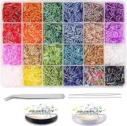 JOJOPLAY Tube Seed Beads Kit, 7mm, Craft Bugle Glass Beads with Bead Needle, Elastic String for Bracelet Necklace Jewelry Making (24 Colors)